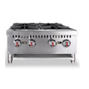 Cocina industrial de 4 quemadoras sobre mesón